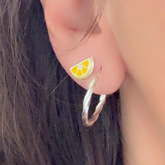 Sterling Silver Cubic Zirconia Lemon Ear Studs - Picture 13 of 13